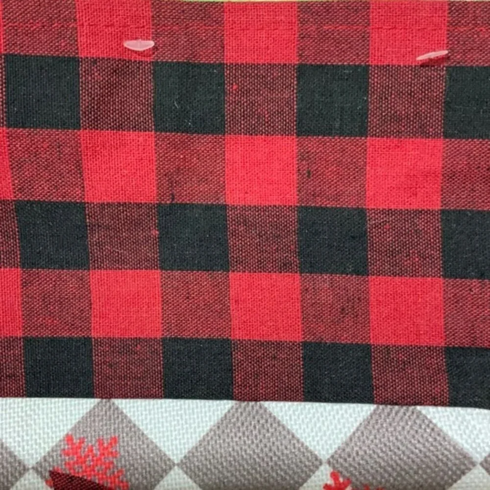 Christmas Stocking Cardinals Buffalo Check Plaid Red Black 17 inch 2 Piece